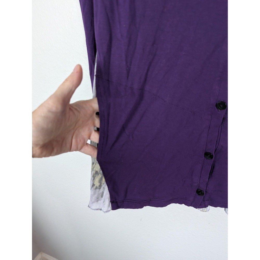 LOGO by Lori Goldstein Cardigan Womens Small Purple‎ Chiffon Back Button Front - Picture 4 of 6